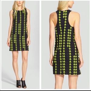 Milly Crosshatch Cloque Silk Neon Shift Dress 8